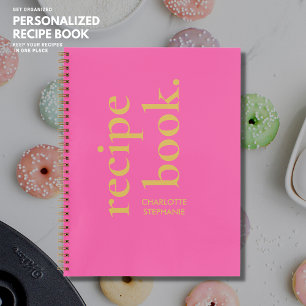 Speciaal Roze Typografie Recipe Book met Name Notitieboek