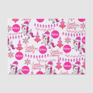 Speciaal roze Unicorns kerstpapier Tissuepapier