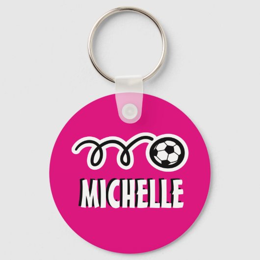 Speciaal roze voetbal sleutelhanger voor meisjes (Voorkant)