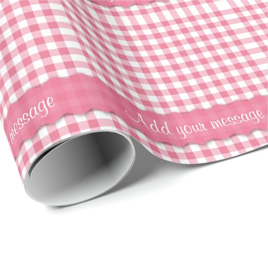 Speciaal roze witte gingham cheque cadeaupapier (Rol Hoek)