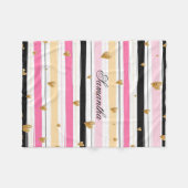 Speciaal roze witte strepen Gold Glitter Fleece Deken (Voorkant (Horizontaal))