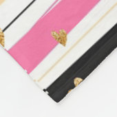 Speciaal roze witte strepen Gold Glitter Fleece Deken (Hoek)