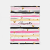 Speciaal roze witte strepen Gold Glitter Fleece Deken (Voorkant)