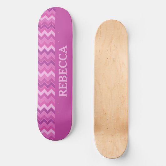Speciaal Roze Zig Zag Fun en Edgy Persoonlijk Skateboard (Voorkant)