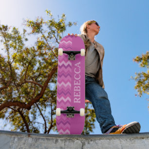 Speciaal Roze Zig Zag Fun en Edgy Persoonlijk Skateboard