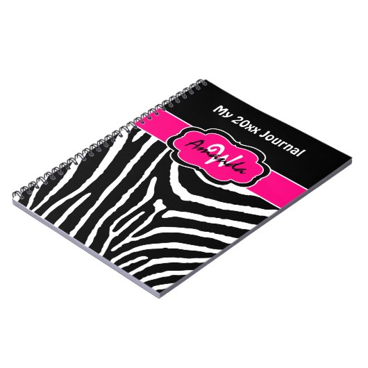 Speciaal roze zwarte witte Zebra Stripe Journal Notitieboek (Linkerzijde)