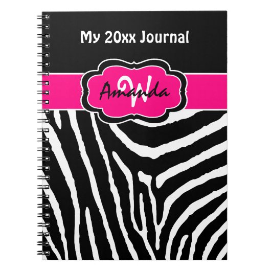 Speciaal roze zwarte witte Zebra Stripe Journal Notitieboek (Voorkant)