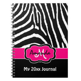 Speciaal roze zwarte witte Zebra Stripe Journal Notitieboek
