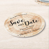 Speciaal Rustic Bespaar onze datum bedrukt hout Ronde Kartonnen Onderzetter (Gebogen)