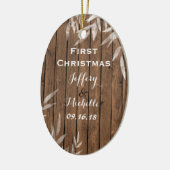 Speciaal Rustic Willow op Wood Eerste Kerstmis Keramisch Ornament (Links)