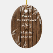 Speciaal Rustic Willow op Wood Eerste Kerstmis Keramisch Ornament (Voorkant)