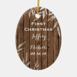 Speciaal Rustic Willow op Wood Eerste Kerstmis Keramisch Ornament