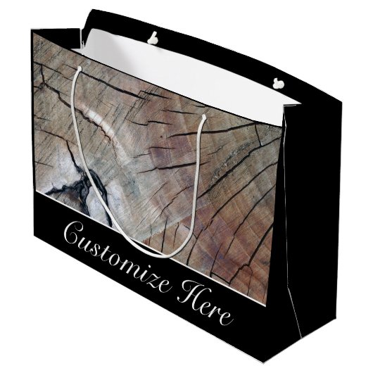 Speciaal Rustige Wood Grain Design Gift Bag Groot Cadeauzakje (Achterkant Gekanteld)