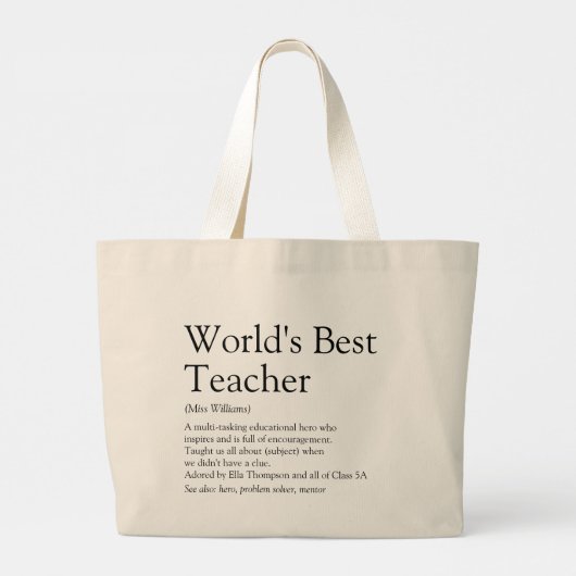 Speciaal 's werelds beste lerarendefinitie grote tote bag (Achterkant)