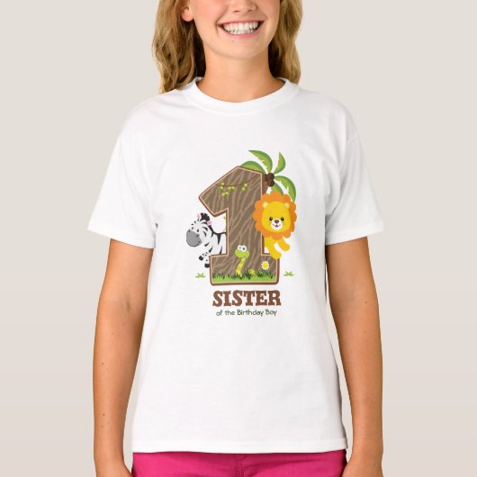 Speciaal Safari Birthday Tshirt voor zuster (Voorkant)