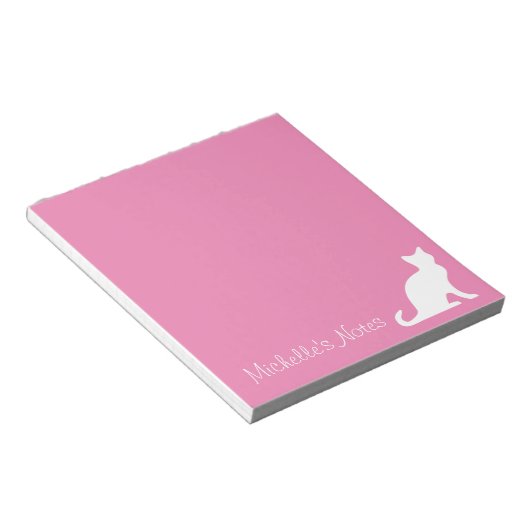 Speciaal schattig roze en wittekende memo notitieblok (Schuin)