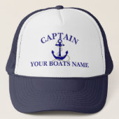 Speciaal scheepvaartnaam nautische ankerkapiteins trucker pet (Voorkant)