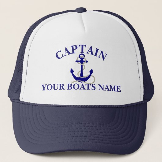 Speciaal scheepvaartnaam nautische ankerkapiteins trucker pet (Voorkant)