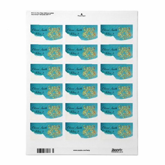 Speciaal schoollabel Golden Face Tiger Etiket (Full Sheet)
