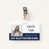 Speciaal schoolreünie Yearbook Foto Badge (Voorkant met clip)