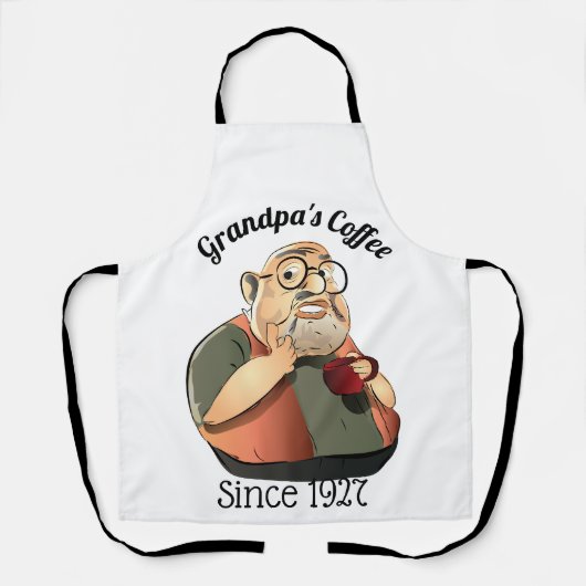 Speciaal schort voor Koffiewinkelen bij opa (Voorkant)