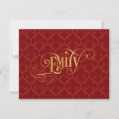 Speciaal script Emily Gold Red Fleur-de-Lis Kaart (Achterkant)