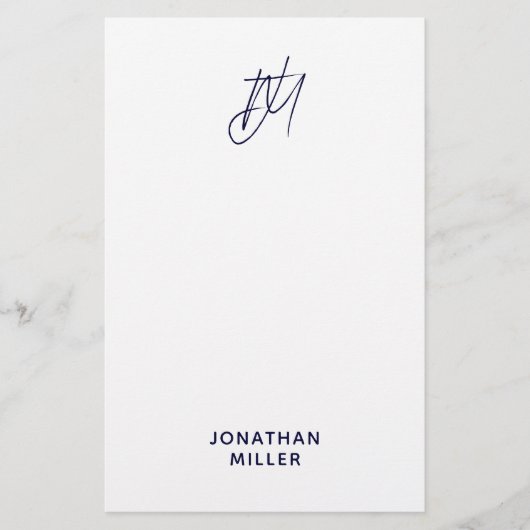 Speciaal script monogram briefpapier (Voorkant)
