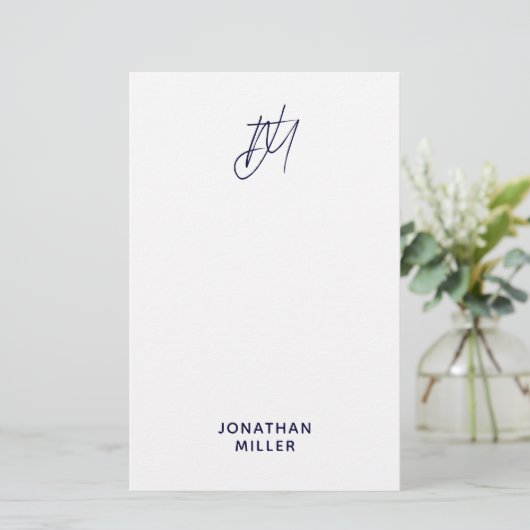 Speciaal script monogram briefpapier (Staand voorkant)
