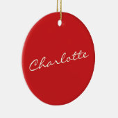 Speciaal script Typografie Naam Kerstrood Keramisch Ornament (Rechts)