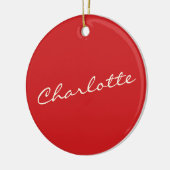 Speciaal script Typografie Naam Kerstrood Keramisch Ornament (Links)