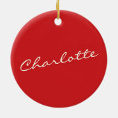 Speciaal script Typografie Naam Kerstrood Keramisch Ornament (Achterkant)