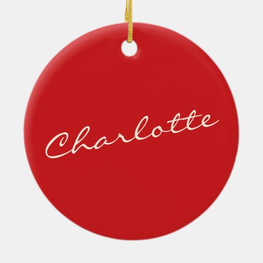 Speciaal script Typografie Naam Kerstrood Keramisch Ornament (Achterkant)