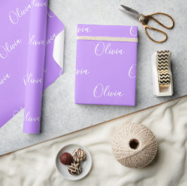 Speciaal script voor Paarse naam pasta Cadeaupapier
