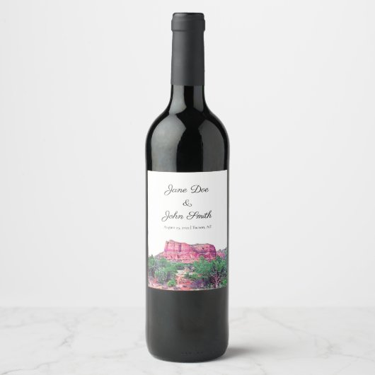 Speciaal Sedona Arizona Wedding Wine Label Wijn Etiket (Voorkant)