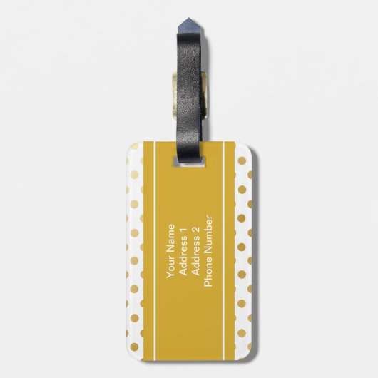 Speciaal Shiny Gold Polka Dots Pattern Bagagelabel (Achterkant verticaal)