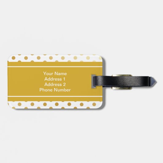 Speciaal Shiny Gold Polka Dots Pattern Bagagelabel (Achterkant horizontaal)