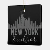 Speciaal Silhouette New York Skyline Excelsior Keramisch Ornament (Links)