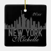 Speciaal Silhouette New York Skyline Excelsior Keramisch Ornament (Achterkant)