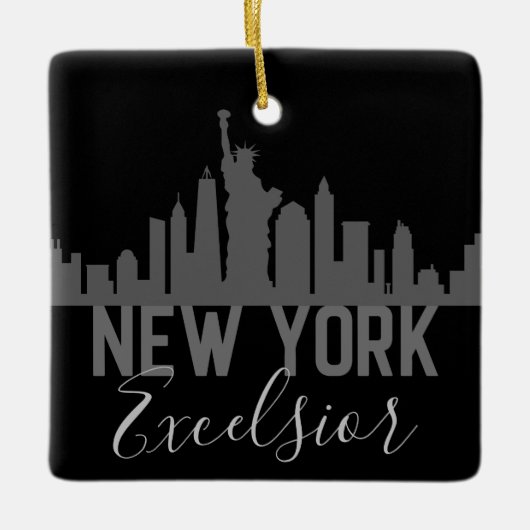 Speciaal Silhouette New York Skyline Excelsior Keramisch Ornament (Voorkant)