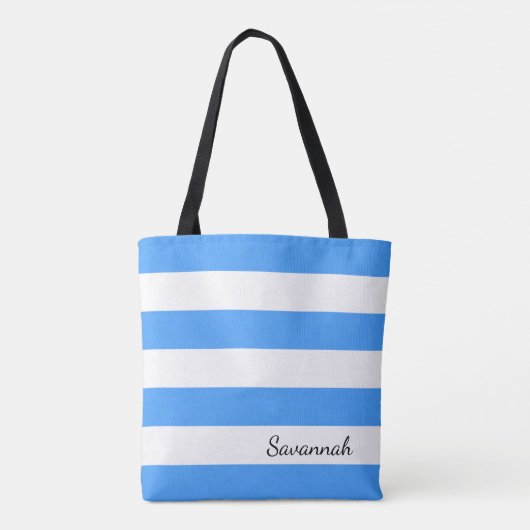 Speciaal Sky Blue en White Striped Tas (Achterkant)