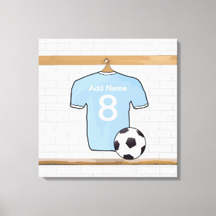 Speciaal Sky Blue White Football Soccer Jersey Canvas Afdruk