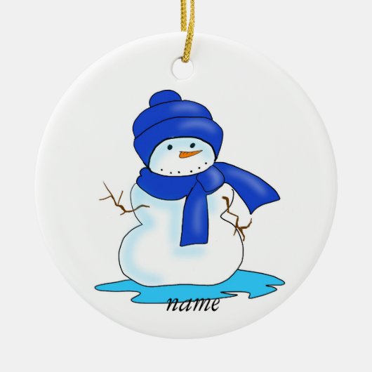 Speciaal sneeuwblauw pet en sjaal keramisch ornament (Voorkant)
