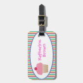 Speciaal Snoep Striped Cupcake Bagagelabel (Voorkant verticaal)