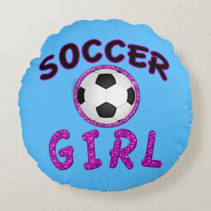 Speciaal Soccer Girl Pillow met NAAM op Terug Rond Kussen