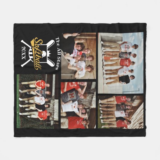 Speciaal Softball-fotocollage - team # Fleece Deken (Voorkant (Horizontaal))