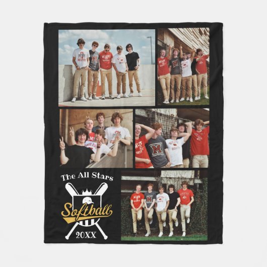 Speciaal Softball-fotocollage - team # Fleece Deken (Voorkant)