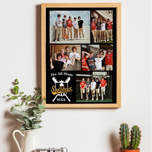 Speciaal Softball-fotocollage - team # Poster