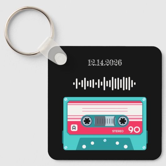 Speciaal Song QR Code Message Retro Cassette Sleutelhanger (Voorkant)