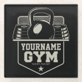 Speciaal startpunt GYM Kettlebell Fitness Trainer Glazen Onderzetter (Voorkant)
