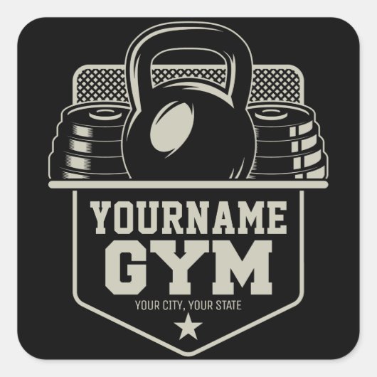 Speciaal startpunt GYM Kettlebell Fitness Trainer Vierkante Sticker (Voorkant)